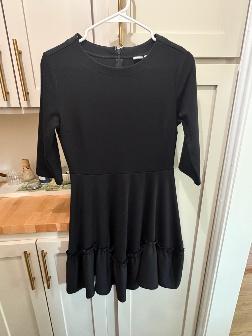 GAP Black Ruffle-Hem Mini Dress